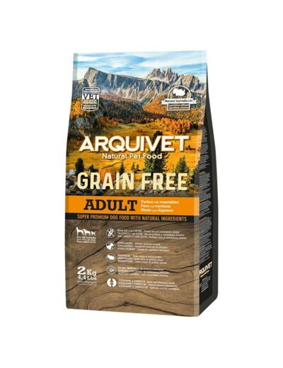 Croquettes SANS CÉRÉALES Arquivet, Dinde & Légumes pour Chien adultes - 2KG