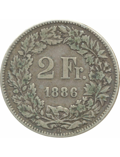 SUISSE 2 FRANCS 1886 B TB+ N1