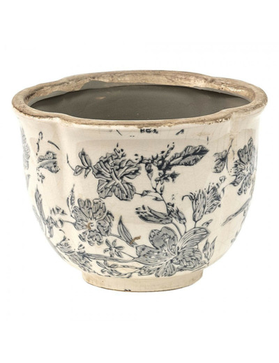 Pot de fleurs beige céramique 16x12cm