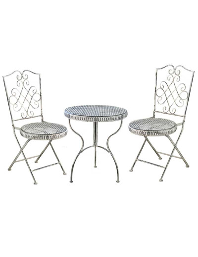 Table jardin avec ses 2 chaises en fer