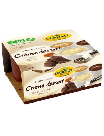 Crèmes Dessert Chocolat, Vanille & Caramel Bio 4x100g