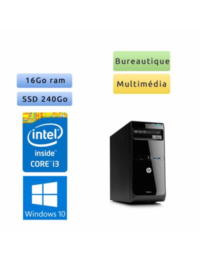 HP Pro 3500 Series MT - Windows 10 - i3 16Go 240Go SSD - Ordinateur Tour Bureautique PC