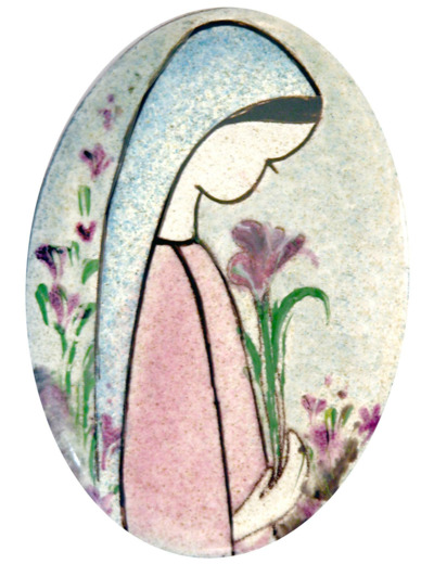 Vierge au coquelicot 6,4X4,4cm - EMAUX DU LIBAN