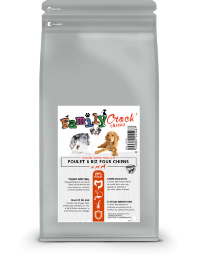 Croquettes SUPER PREMIUM au poulet & riz pour chiens adultes - 2 Formats