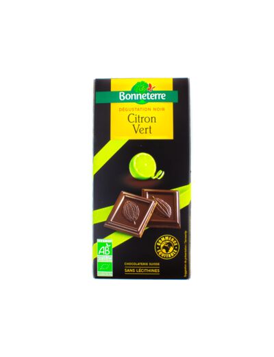 Chocolat Noir aux Cristaux de Citron Vert Bio 90g