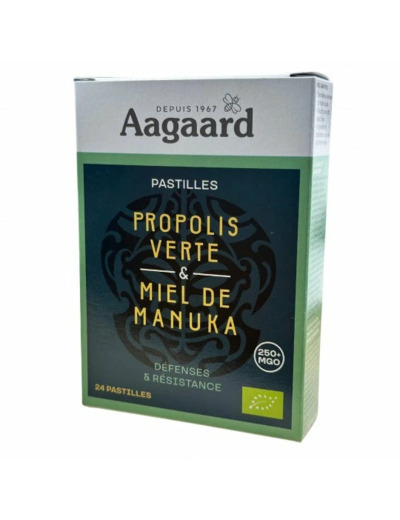 Pastilles propolis verte et miel de Manuka Bio-24 pastilles-Aagaard
