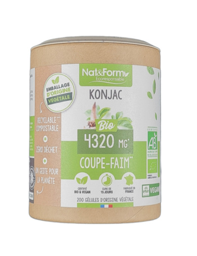 Konjac Coupe-faim 200 Gélules d'origine Végétale