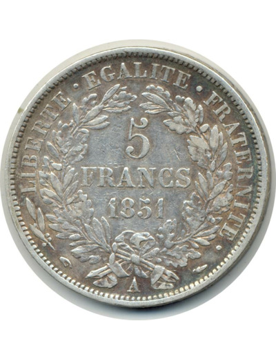 FRANCE 5 FRANCS CERES 1851 A (Paris) TTB (G719)