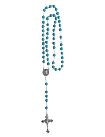 Chapelet pierre véritable 6mm Sur Chaine Argentée - TURQUOISE