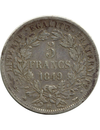 FRANCE 5 FRANCS CERES 1849 BB (Strasbourg) TB+