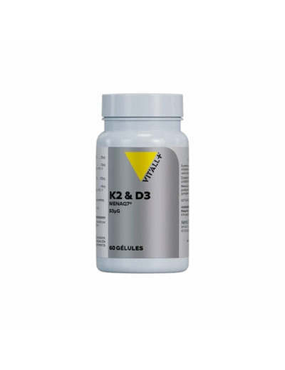 Vitamines K2 et D3-MenaQ7-50µg-60 gélules-Vit'all+