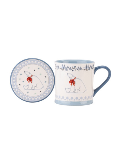 Mug Cath Kidston Xmas Polar Bear et sous-tasse
