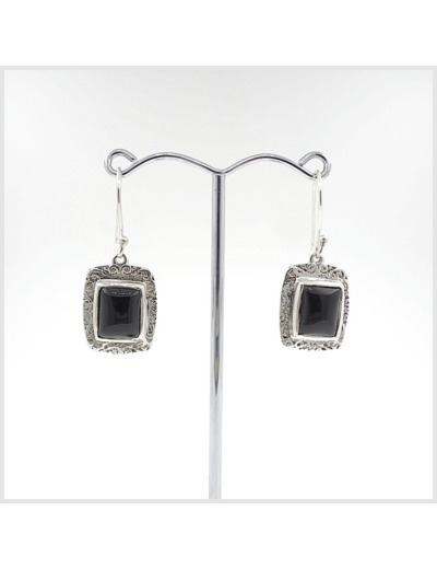 Boucles Onyx en argent massif