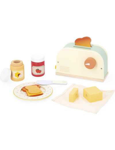 Janod - Grille Pain Enfant en Bois - Jeu Imitation Petit Déjeuner -