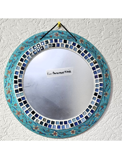 MON BEAU MIROIR – Bois, mosaïque & peinture (Ø 30 cm)