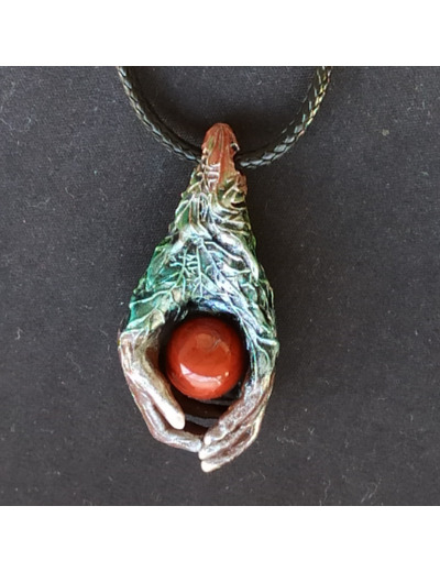 Pendentif Graine d'amour Jaspe rouge