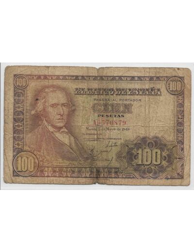 ESPAGNE 100 PESETAS 02/05/1948 SERIE AG TB