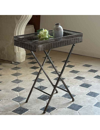 Desserte pliante fer patiné jardin ou maison 51x31x62cm