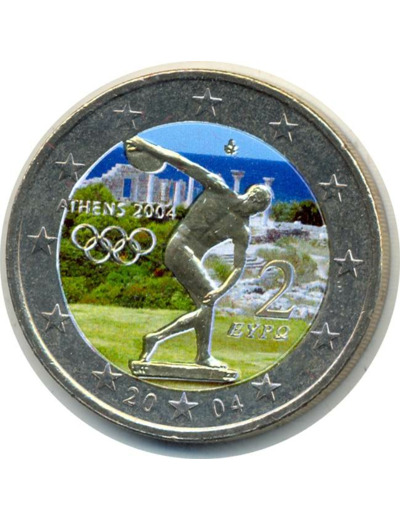 GRECE 2004 2 EURO COLORISEE JEUX ATHENES SUP