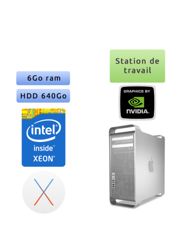 Apple Mac Pro Eight Core - A1289 emc 2314 - 6Go 640Go - MacPro4,1- Station de Travail