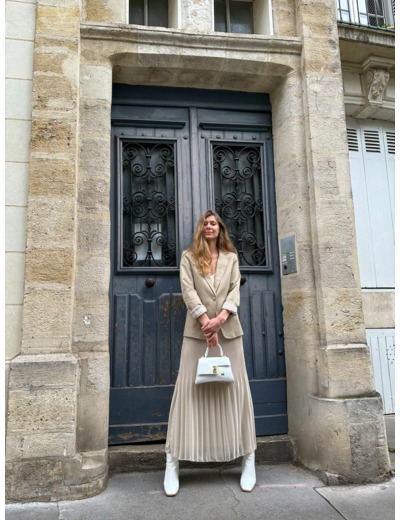 Sac cuir blanc fait main