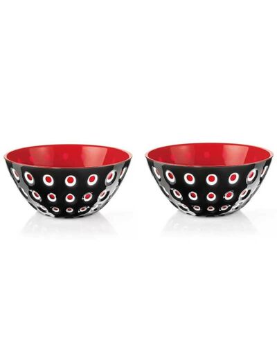 Ensemble 2 bols Murrine rouge et noir Guzzini 13x6cm