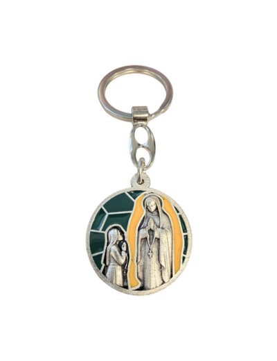 Porte clé métal relief 30mm - Bicolore - Notre Dame de Lourdes