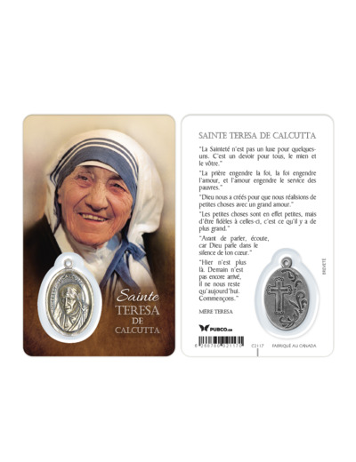 Carte-prière avec insertion STE TERESA DE CALCUTTA