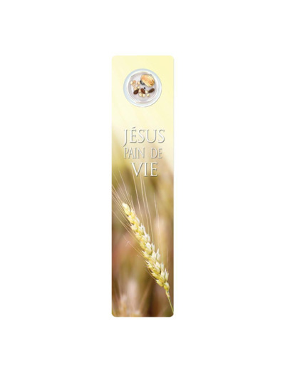 Signet plastifié avec médaille sous sachet- JESUS PAIN DE VIE-anglais