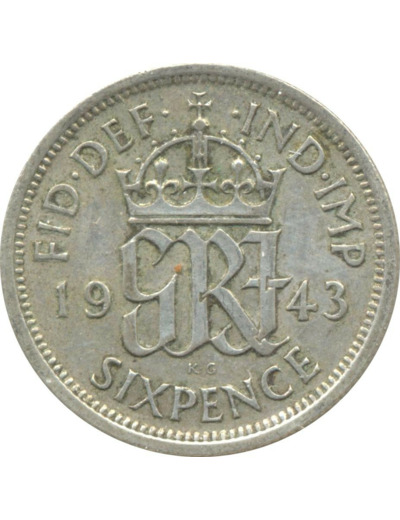 GRANDE BRETAGNE 6 PENCE GEORGES VI 1943 TTB n1