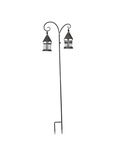 Tuteur double lanterne à planter jardin fer 30x11x125cm