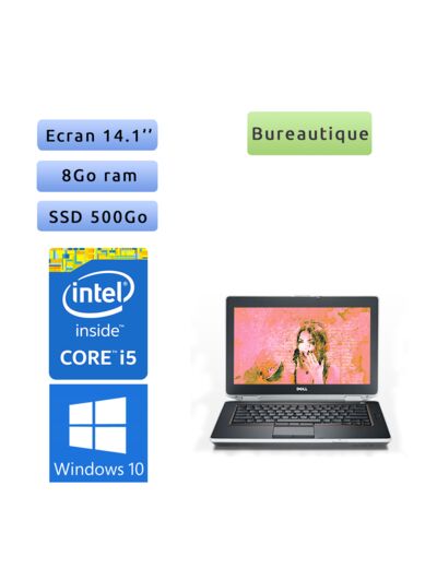 PC portable Dell Windows 10 - i5 8GB 500GB SSD 14.1" - Ordinateur