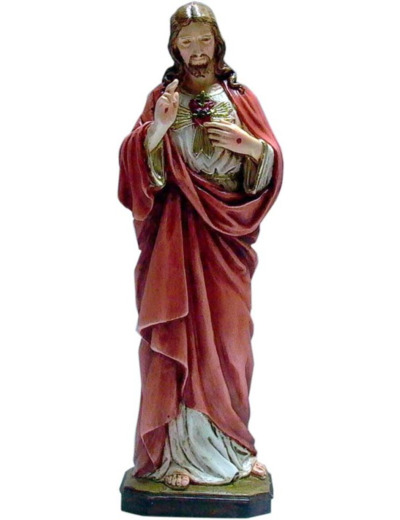 Sacré-Coeur de Jésus 16cm -résine polychrome peint main