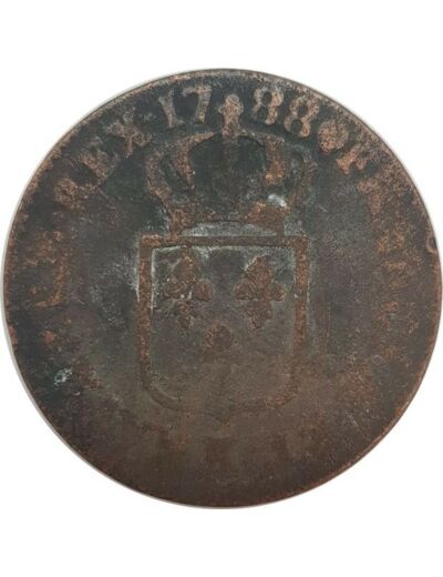 LOUIS XVI (1774-1792) SOL ou SOU 1788 K (Bordeaux) B (VG350)