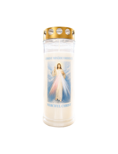 Bougie Funéraire 160 Heures Christ Miséricordieux avec Prière