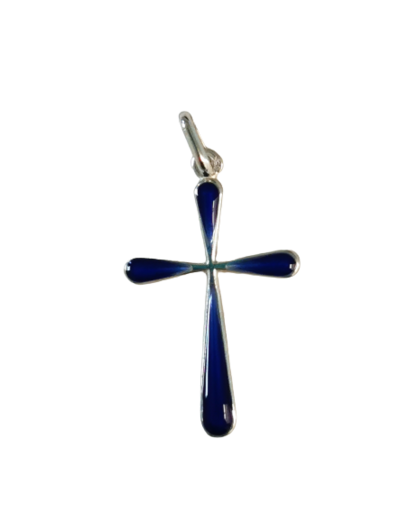Croix en Argent 925 26mm - POLIE BLEUE