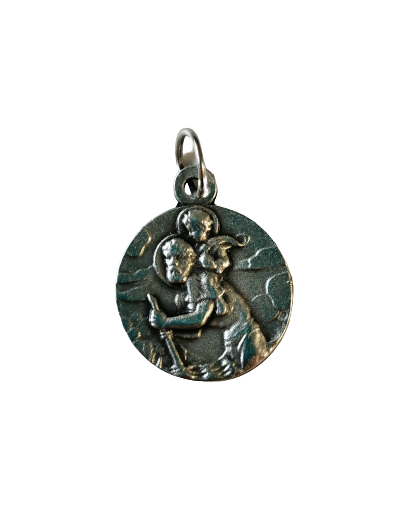 Médaille 18mm en Métal Argenté - CHRISTOPHE