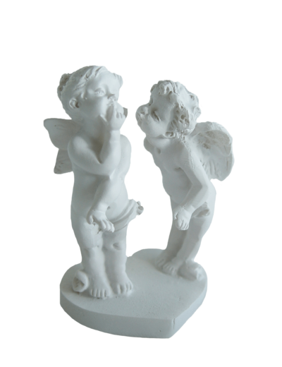 Statue en Résine 9cm - 2 ANGES BISOU SUR LA JOUE