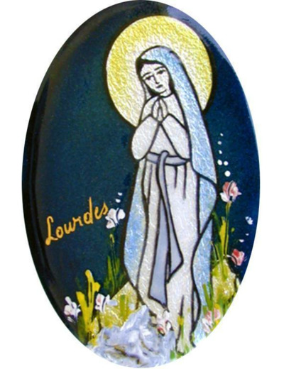 Notre Dame de Lourdes 8,9X6cm - EMAUX DU LIBAN