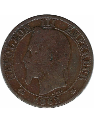 FRANCE 5 CENTIMES NAPOLEON III 1862 A (Paris) TB