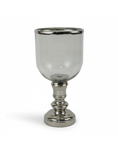 Grand photophore verre argent 18x18x10cm