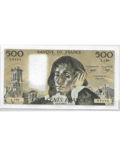 FRANCE 500 FRANCS PASCAL 2-6-1983 L.190 SPL