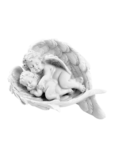 Statue en Résine 13cm - Couple Anges Dans Aile