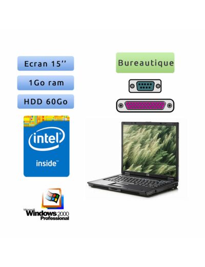 PC Portable HP Compaq - Windows 2000 - 1.66Ghz 1Go 60Go - 15 - Port Serie et Parallele - Ordinateur