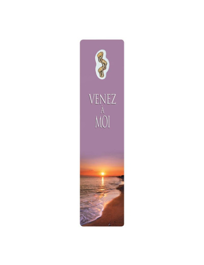 Signet plastifié avec médaille sous sachet- VENEZ A MOI- anglais