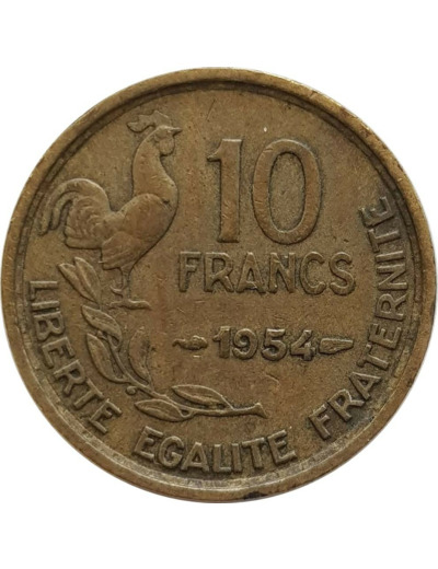 FRANCE 10 FRANCS GUIRAUD 1954 PEU TB+