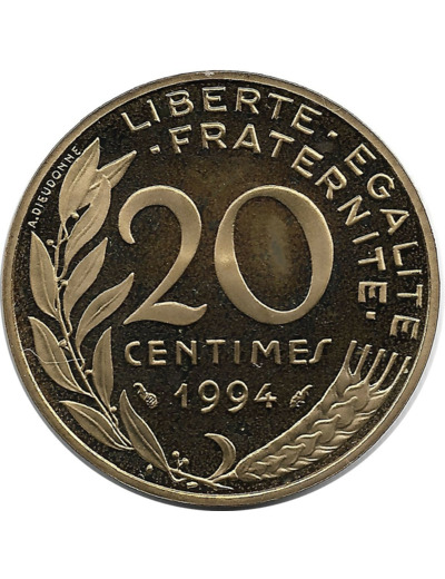 FRANCE 20 CENTIMES LAGRIFFOUL 1994 BE