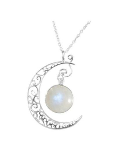 Collier Croissant de Lune avec Pierre de Lune