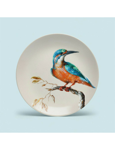 Dessous Plat Oiseau Bleu Orange dolomite 20x20x2cm
