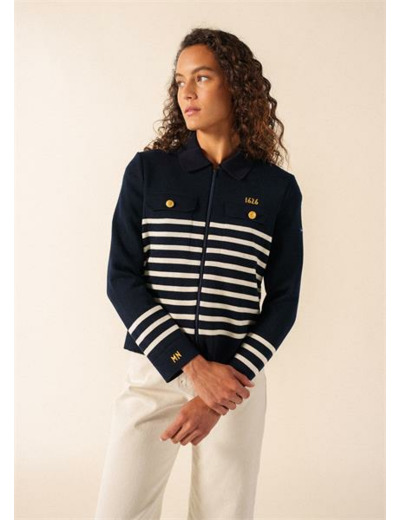 Veste Richelieu Rayée Navy/Ecume SAINT JAMES x MARINE NATIONALE